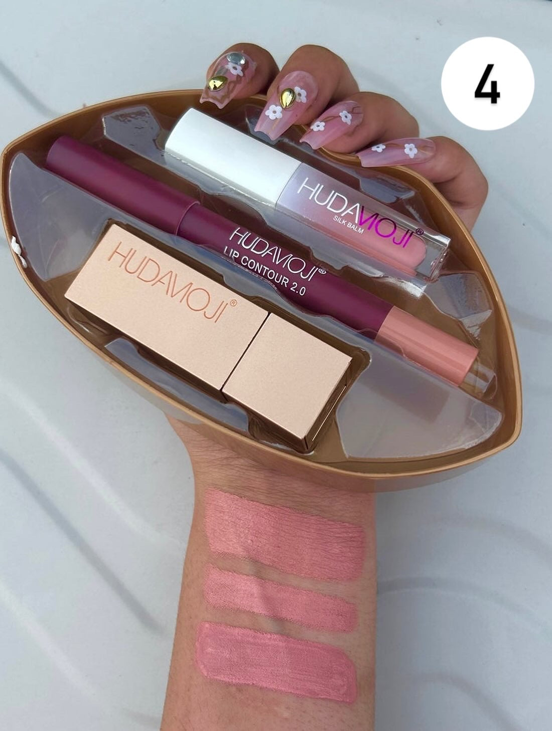 Kit Lip Hudamoji 3en1 Lip Gloss, Contour, Lipstick