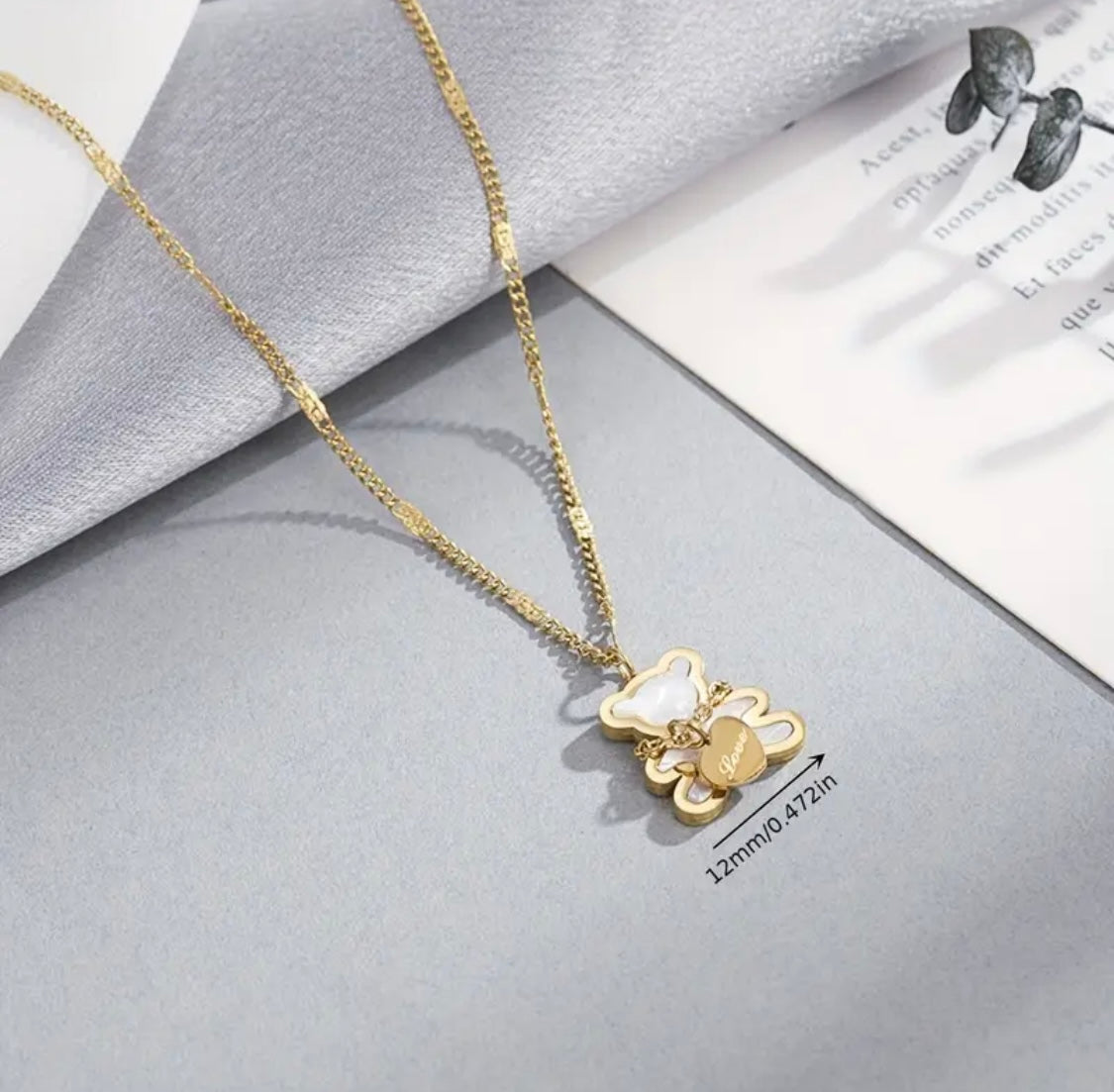 Collier Ours en acier inoxydable argent