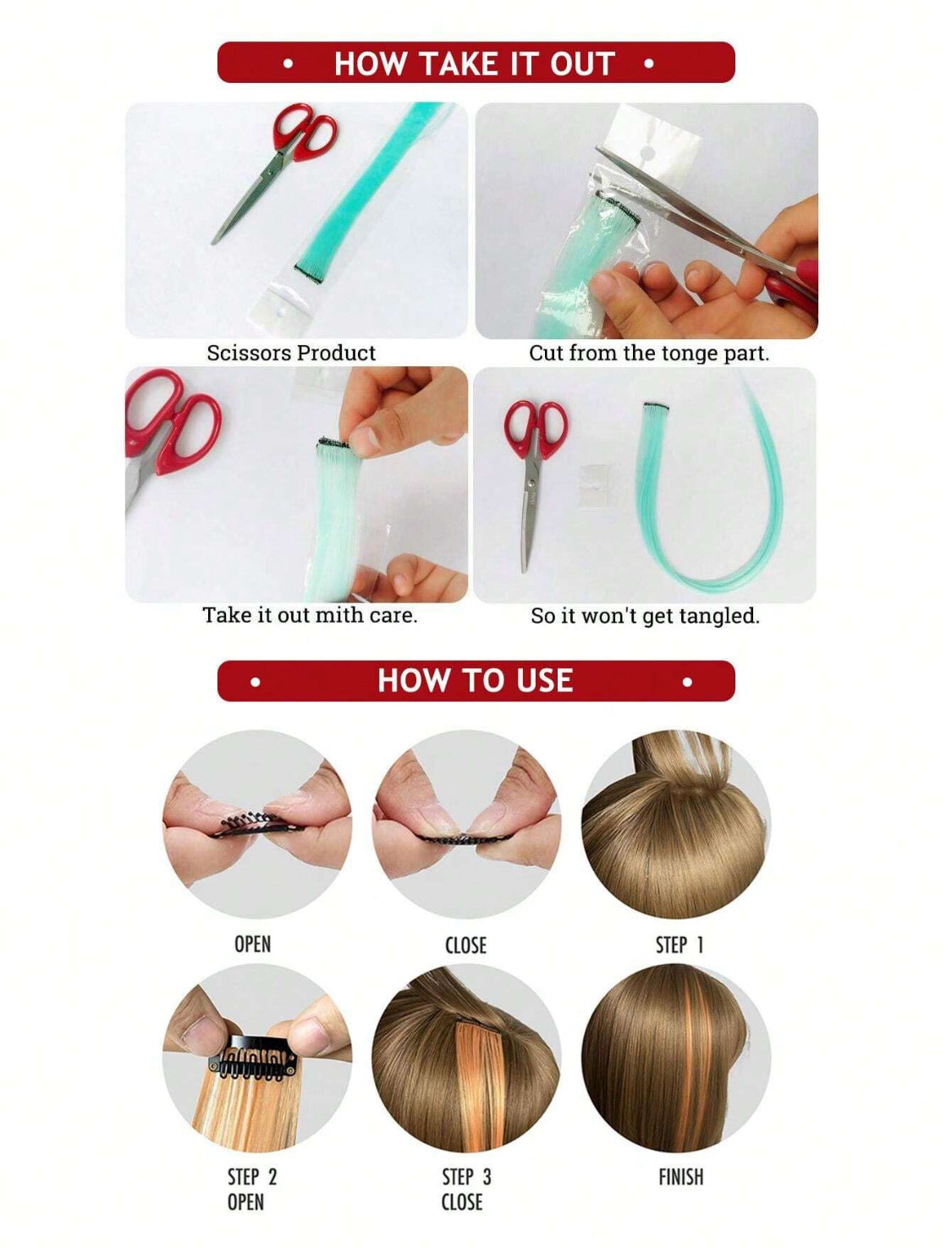 5 PCS Pink Colored Clip In Hair Extensions Long Straight