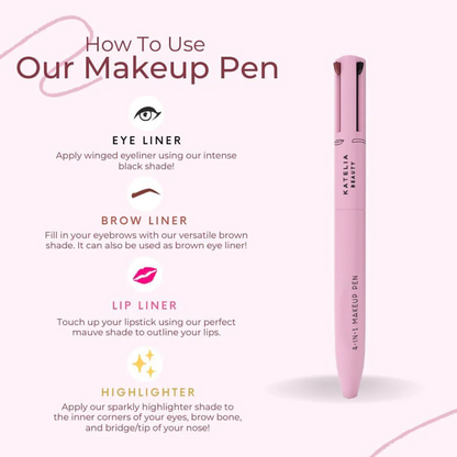 Makeup Pen Waterproof 4 in 1 Eyebrow Pencil, Lip Liner, Highlight, Eyeliner Waterproof