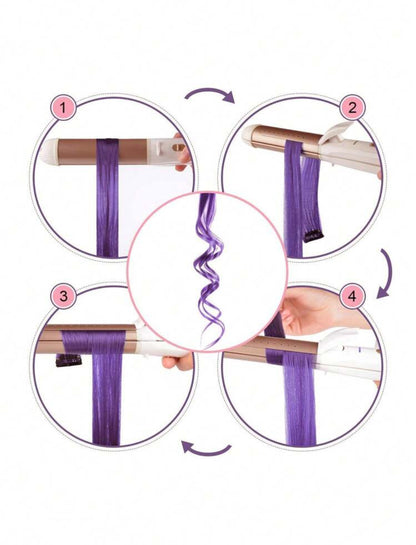 5pcs Purple Clip In Synthetic Hair Extension Long