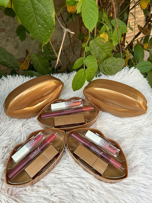 Kit Lip Hudamoji 3en1 Lip Gloss, Contour, Lipstick