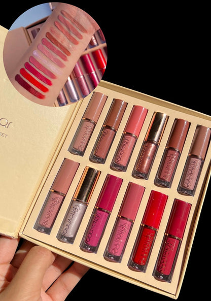 Coffret 12 Liquide mat Rouge à lèvres long lasting