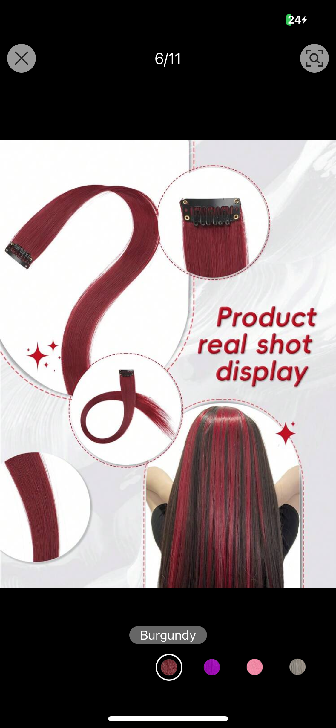 5 PCS Red Colored Clip In Hair Extensions 20 Inch Long